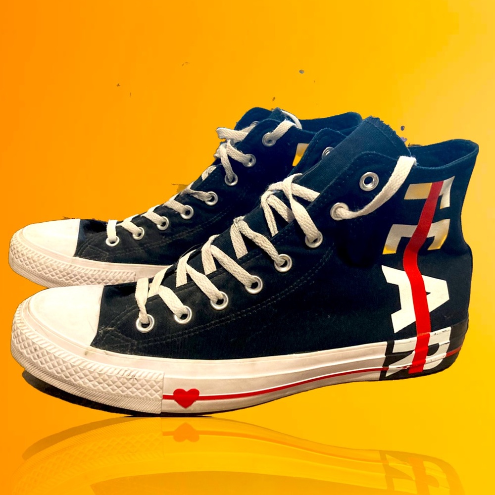 *Converse Chuck Taylor All Star Fear Love Hi-Top Sneakers Black/White/Red